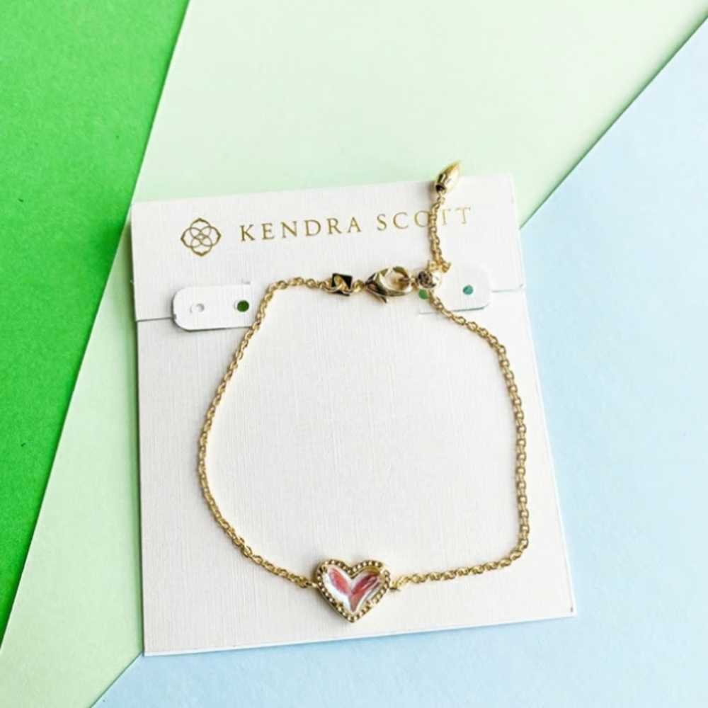 Kendra Scott Ari Heart - Gold Dichroic Glass Chain Bracelet
